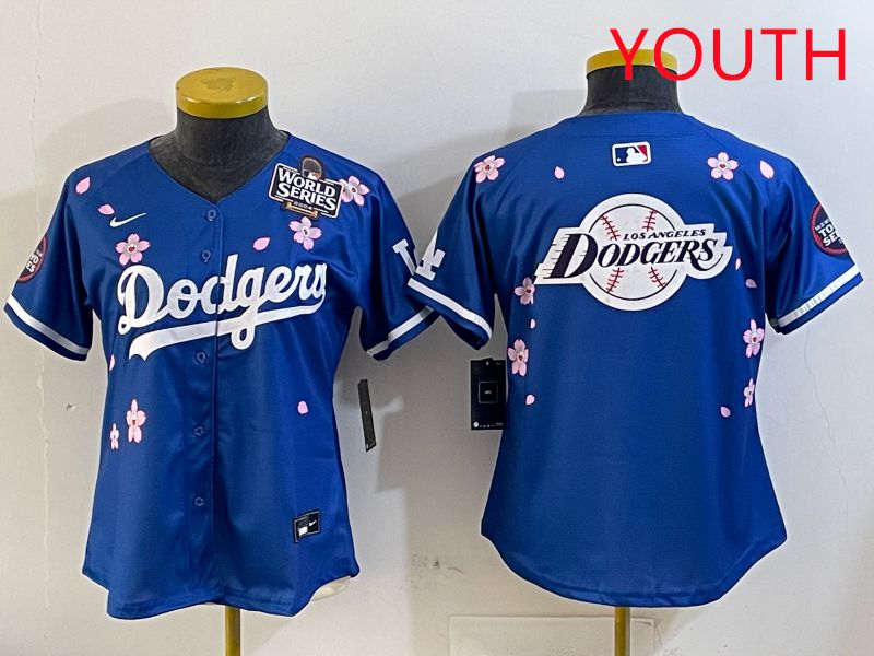 Youth Los Angeles Dodgers Blank Blue Sakura Edition 2025 Nike MLB Jersey style 27